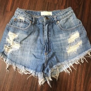 GARAGE High-rise Denim Shorts
